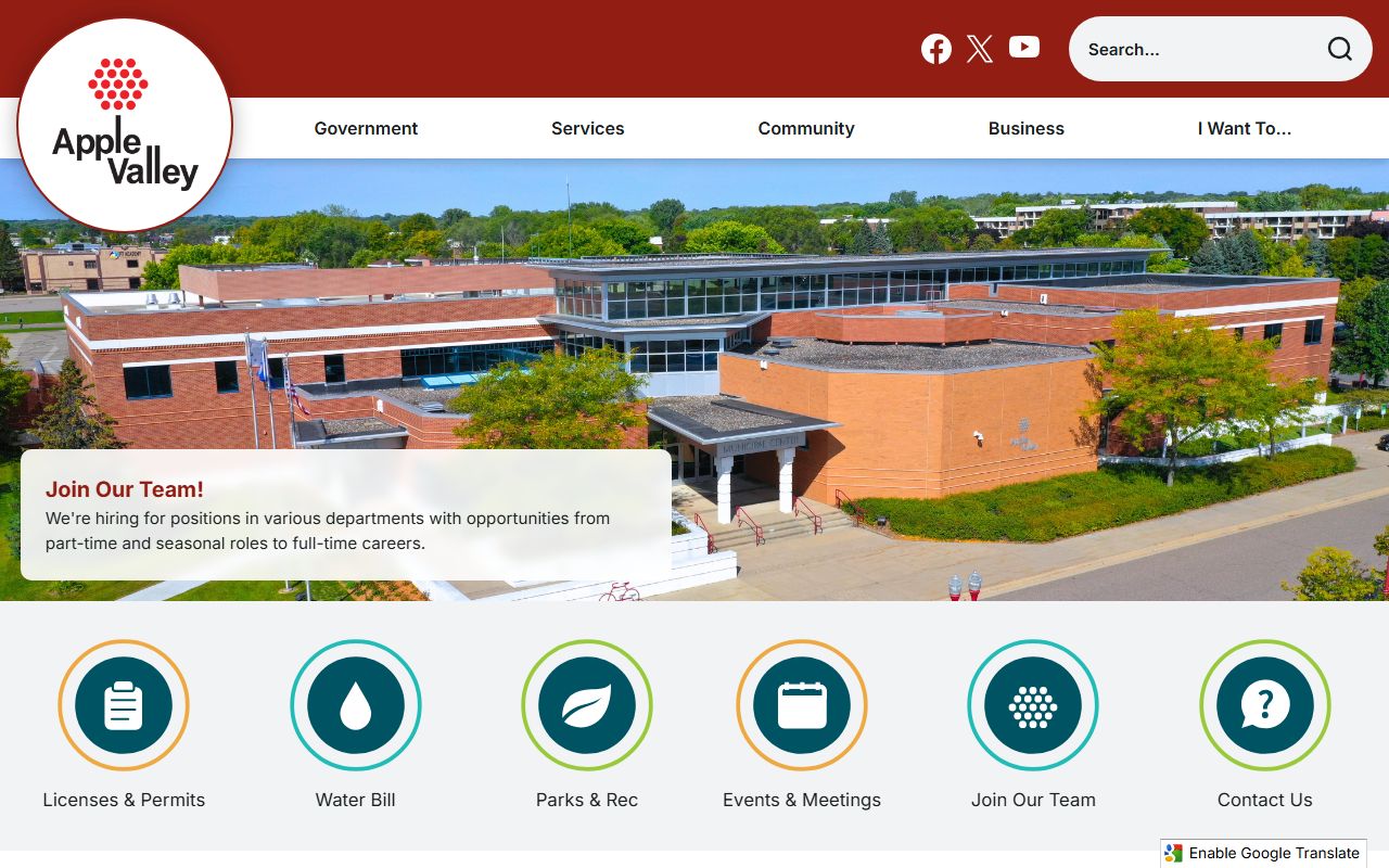 Apple Valley Minnesota city homepage