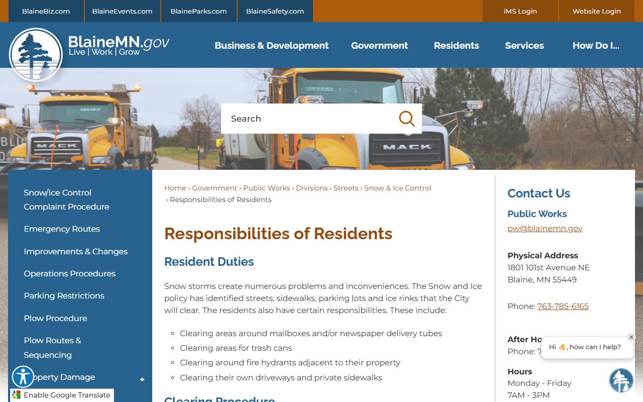 Blaine Police Department official website