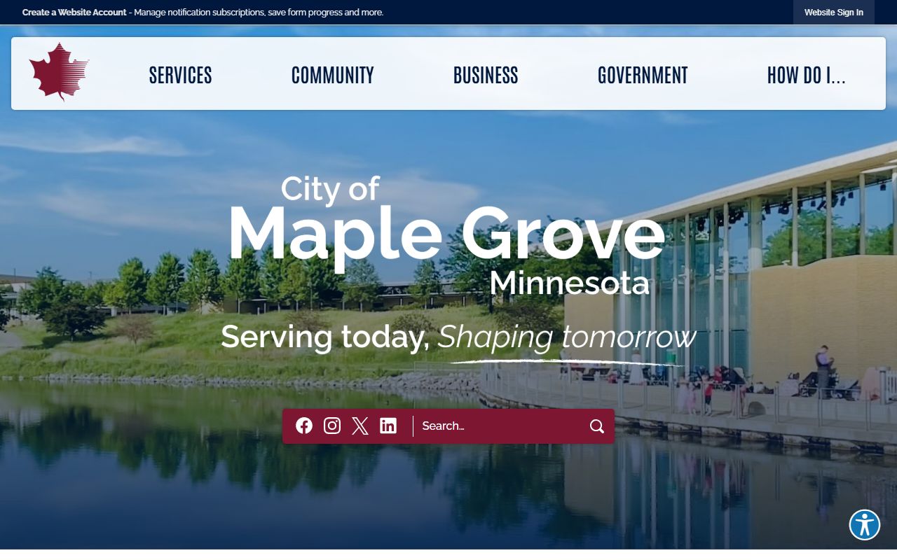 Maple Grove Minnesota city homepage - police records access