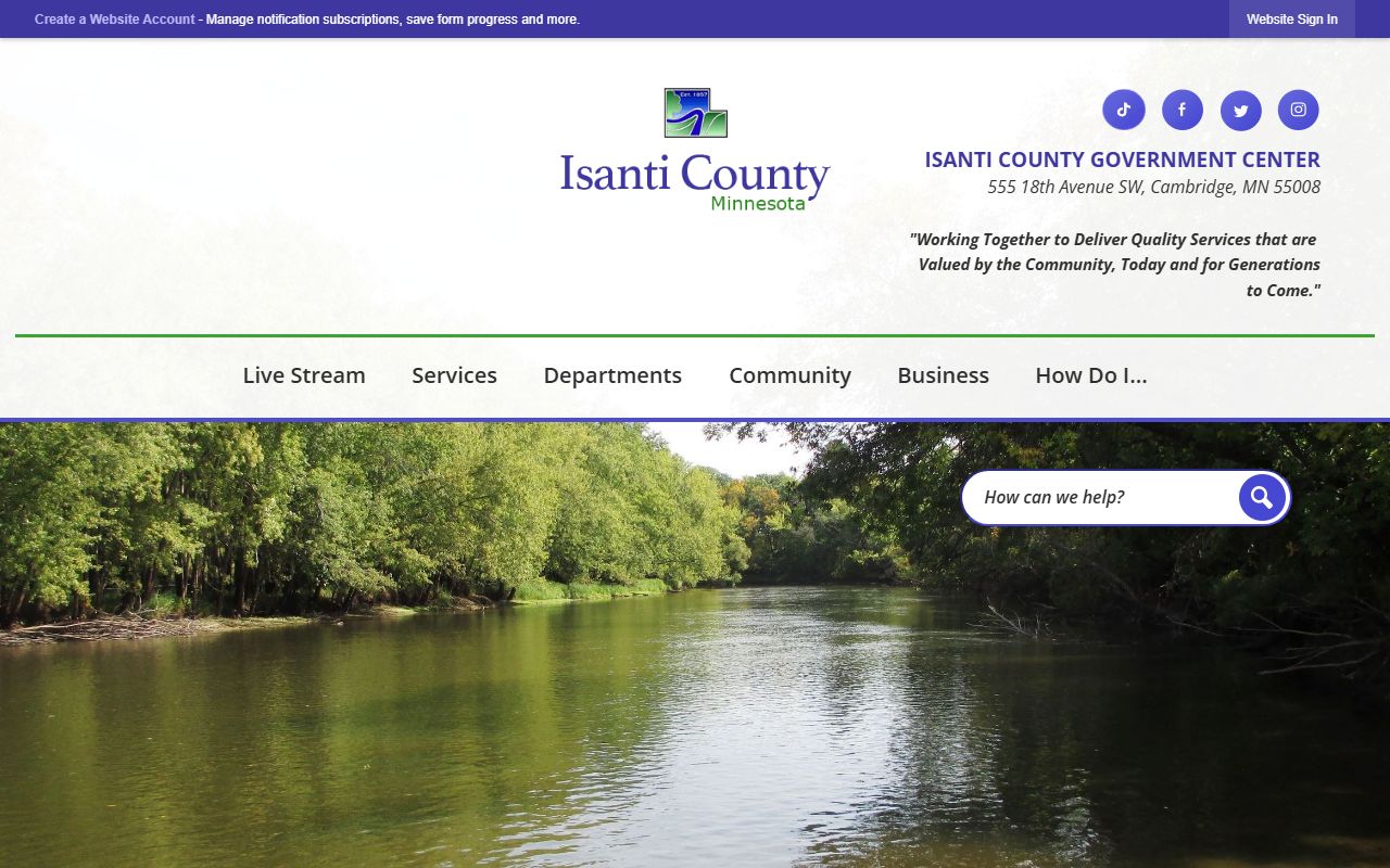 Isanti County Sheriff homepage showing police records access