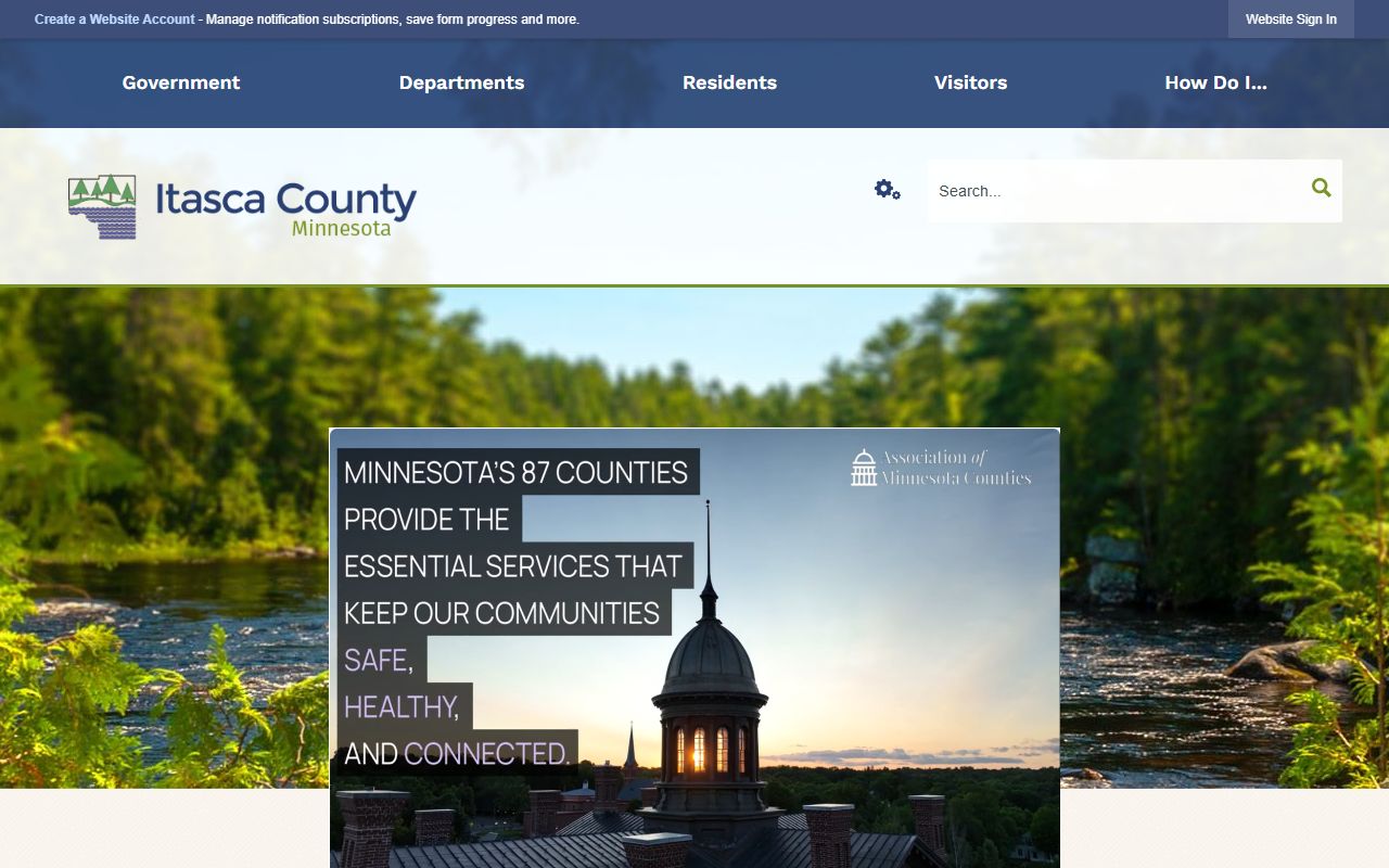 Itasca County Sheriff homepage showing police records access