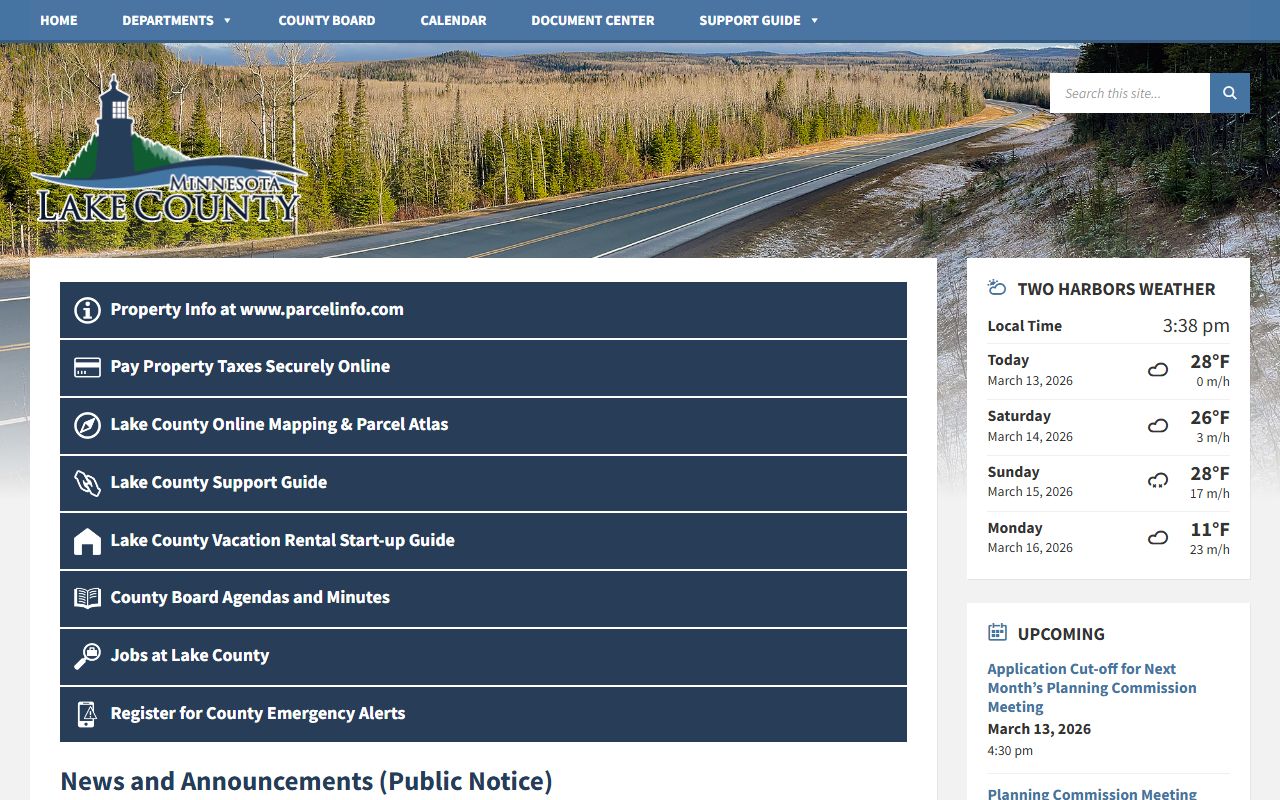 Lake County homepage showing police records access