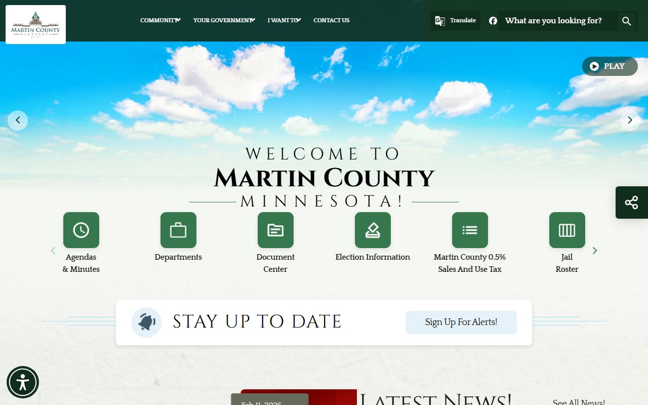 Martin County homepage for police records access