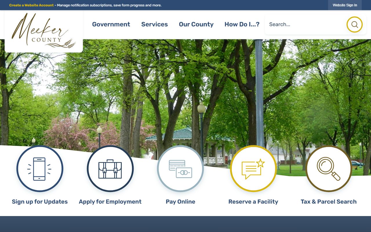 Meeker County homepage for police records