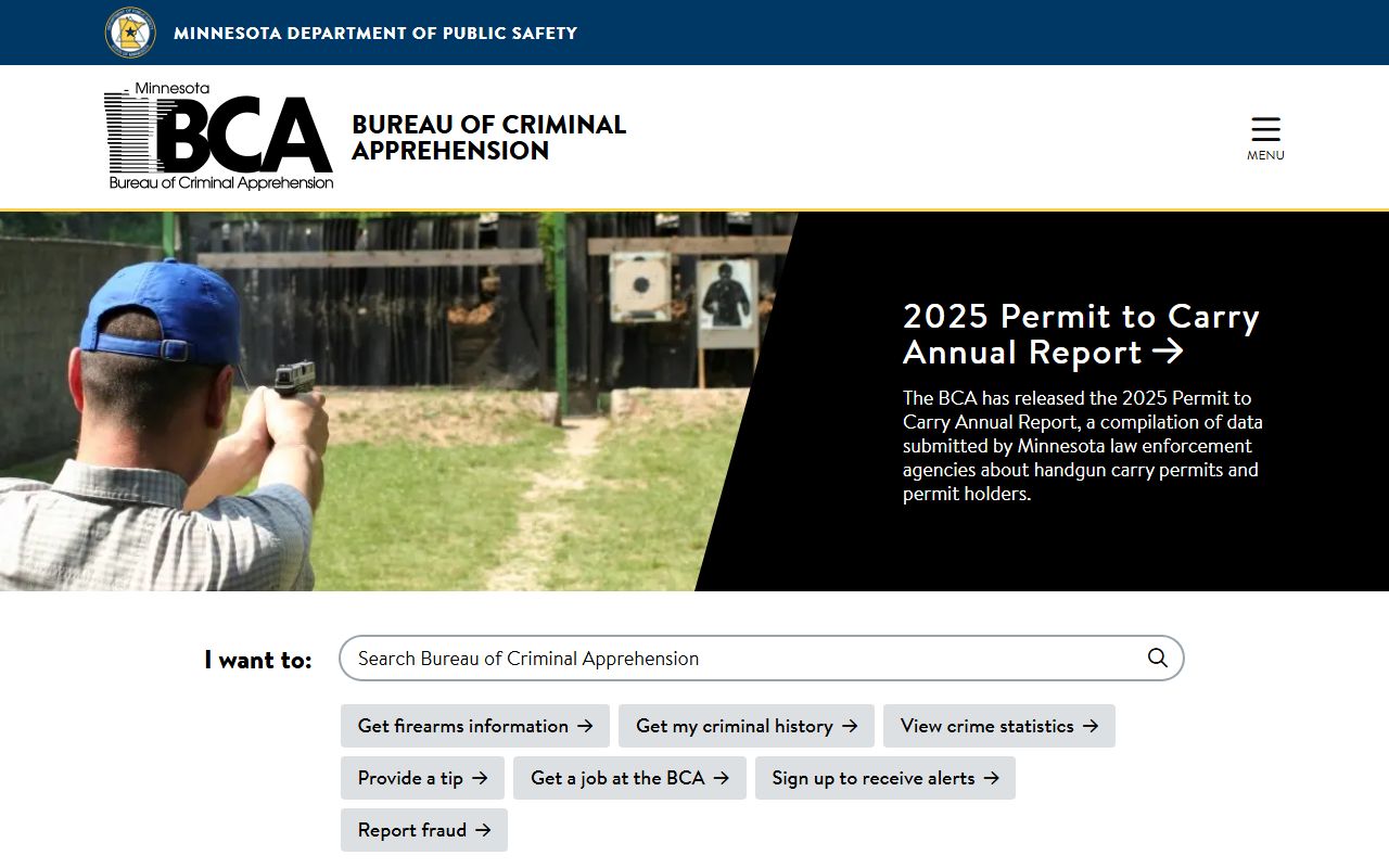 Minnesota Bureau of Criminal Apprehension BCA homepage police records